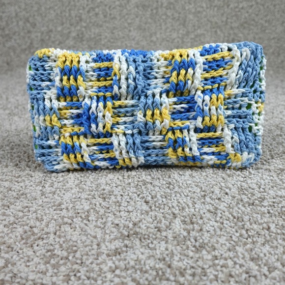 Handmade Other - Handmade Reusable Crochet Mop Cover Blue Yellow Cotton Swiffer Compatible Pad